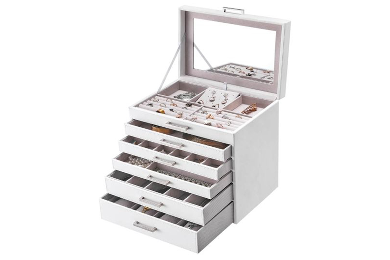 Songmics JBC138 Jewelry Box 5 Drawers | White