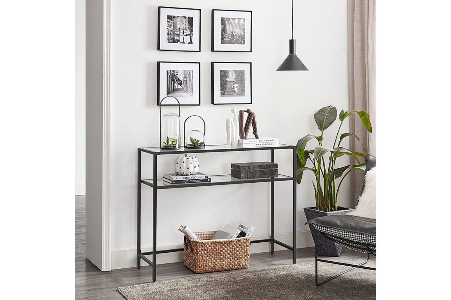 Vasagle LGT025B01 Console Table with 2 Shelves Black