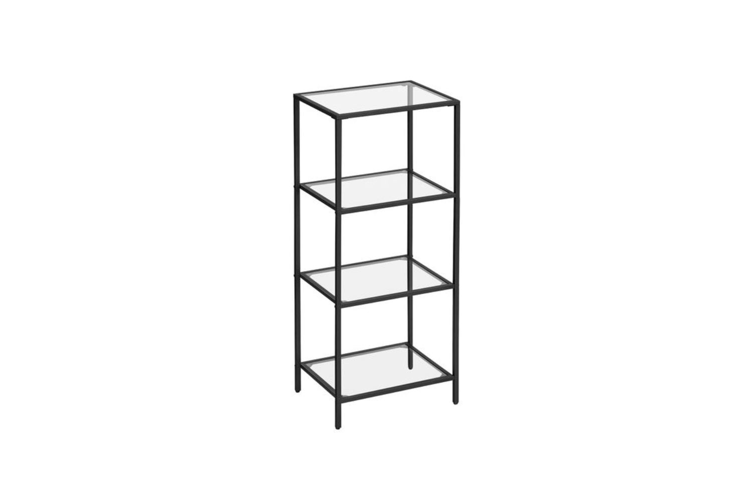 Vasagle LGT028B61 Standing Shelf with 4 Shelves Made of Black Tempered Glass