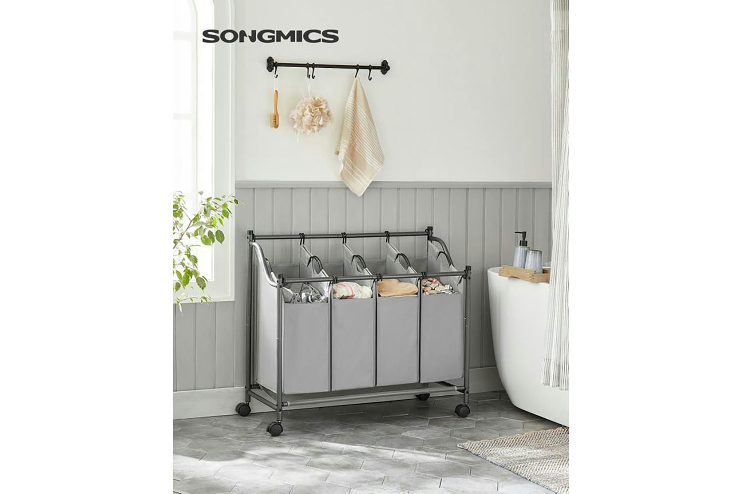 Songmics LSF005GS Laundry Hamper 4 x 35 L | Grey