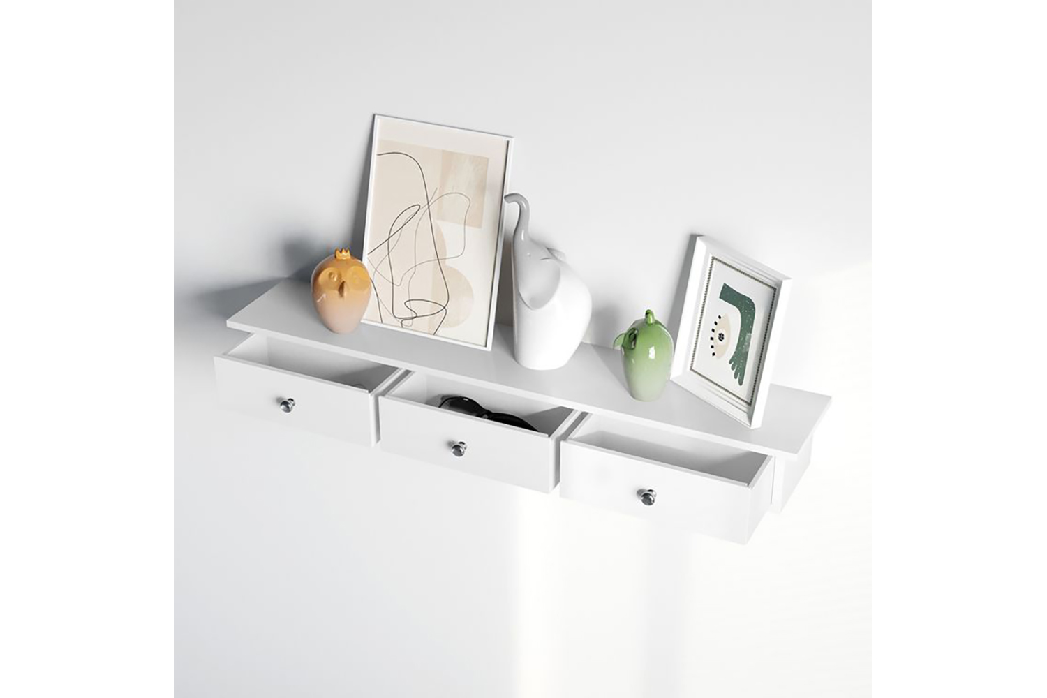 Songmics LWS085W01 Wall Shelf with Drawers White Ireland