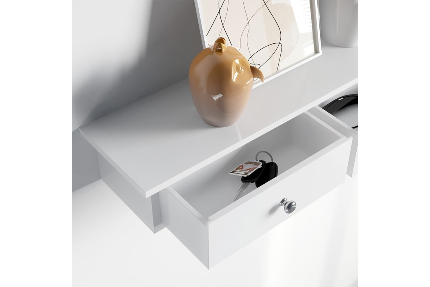 Songmics LWS085W01 Wall Shelf with Drawers White Ireland