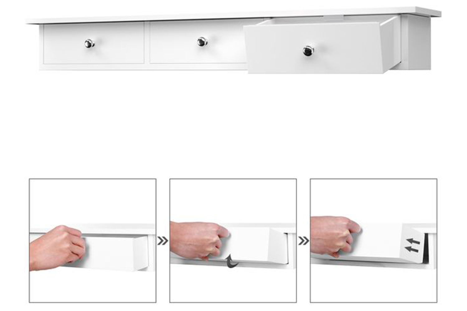 Songmics LWS085W01 Wall Shelf with Drawers White Ireland