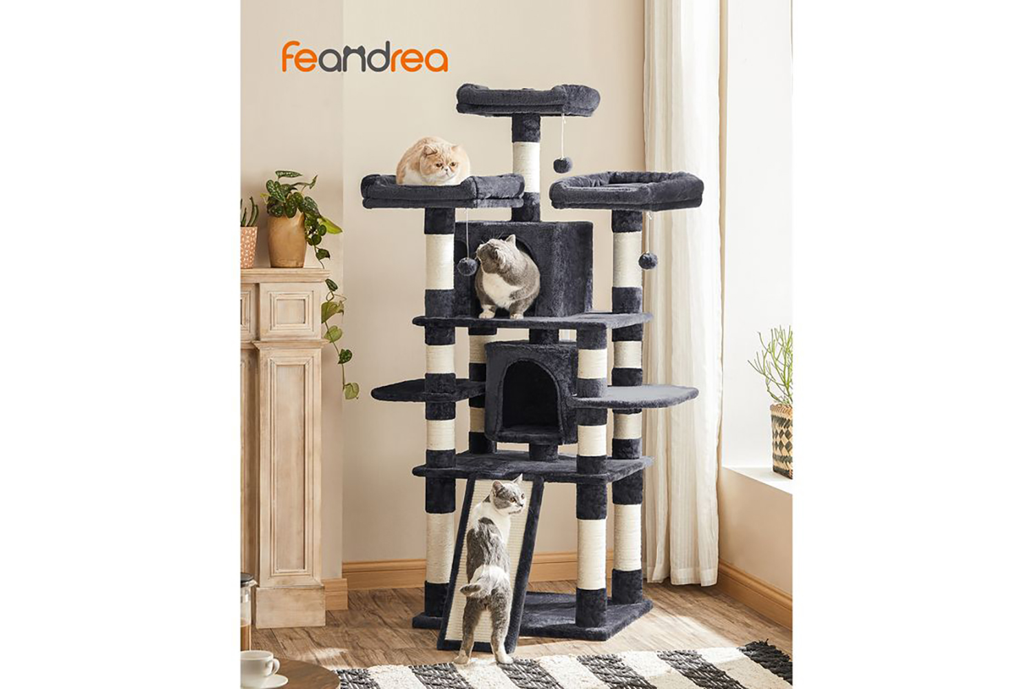 Feandrea PCT18GYZ Scratching Post XXL Cat Tree | Smoke Grey