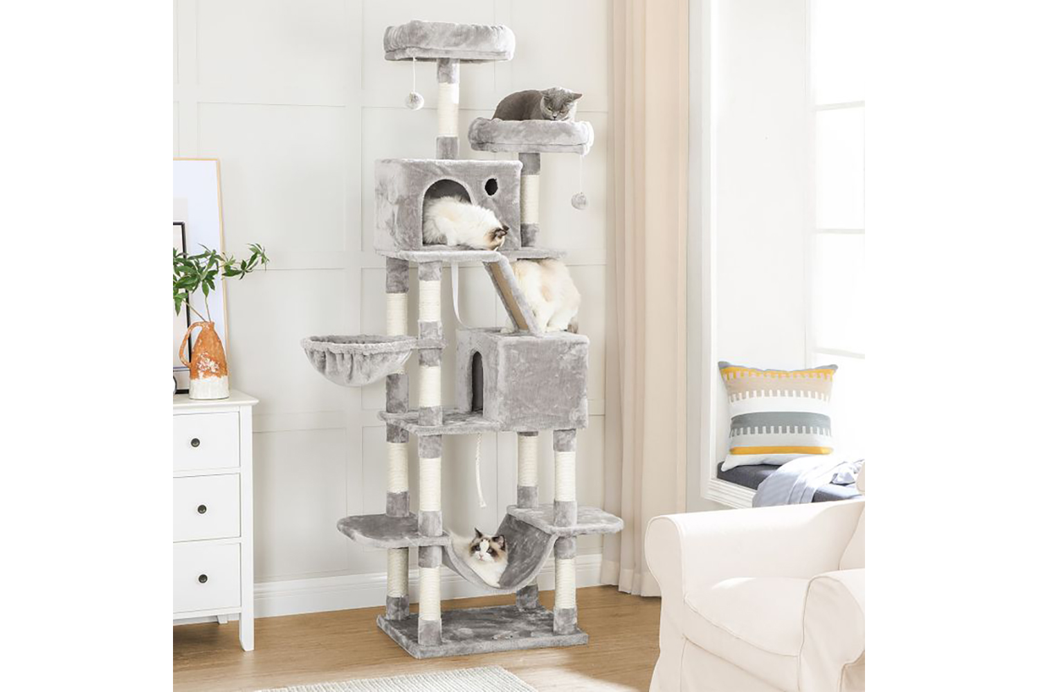 Feandrea PCT190W01 Scratching Post Cat Tree | Light Grey