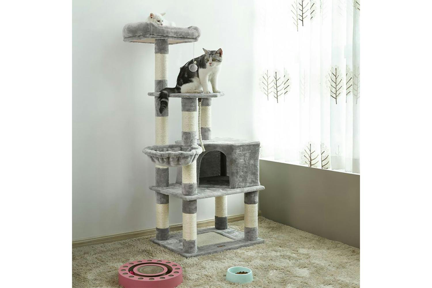 Feandrea PCT60W High Tower Scratching Post Cat Tree | Light Grey