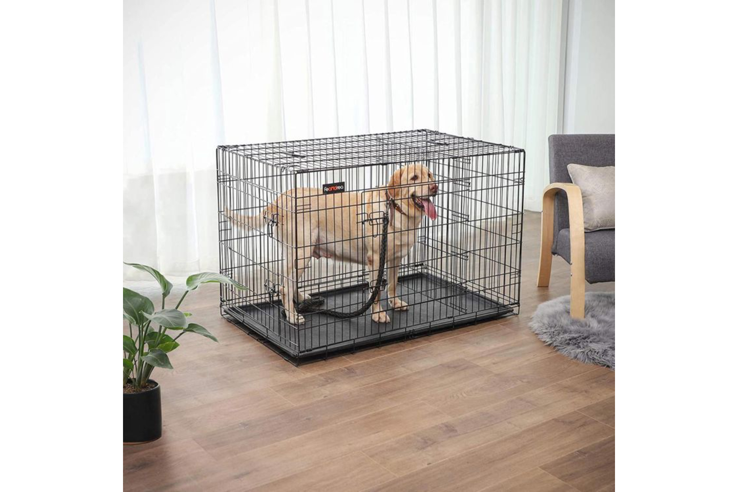 Feandrea PPD48BK Dog Cage with 2 Doors