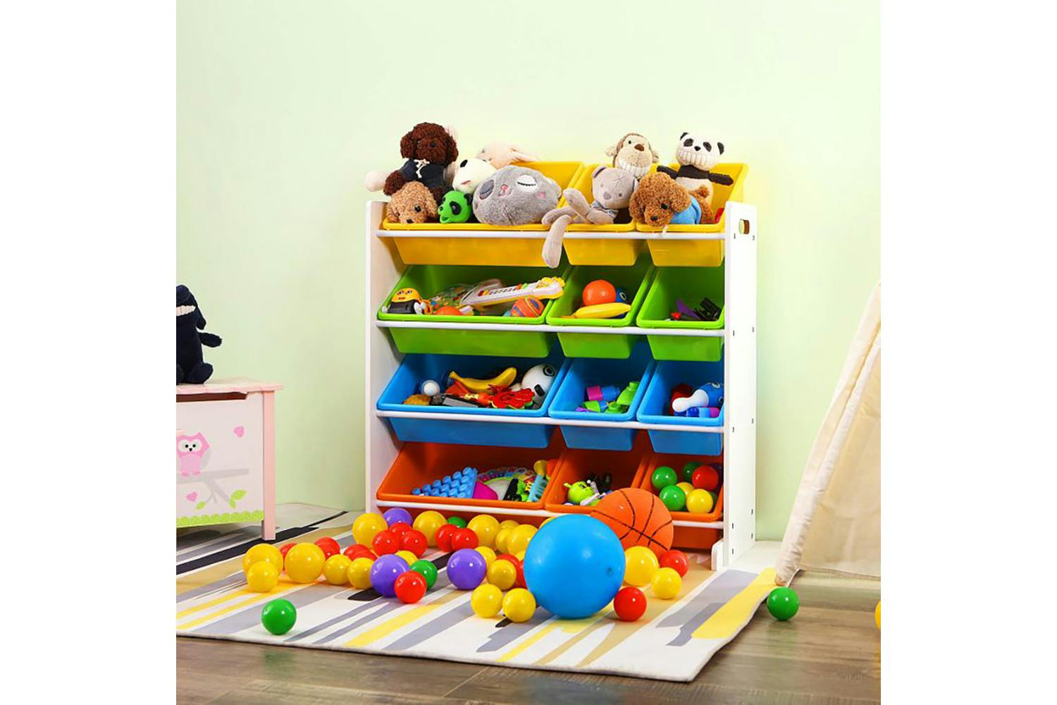 Songmics GKR04W Children's Room Shelf with Colorful Boxes