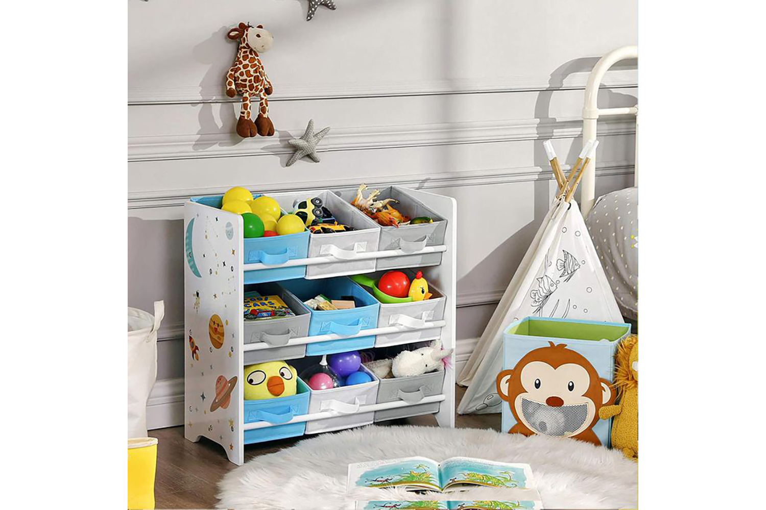 Songmics GKR33WT Children's Room Shelf for Toys