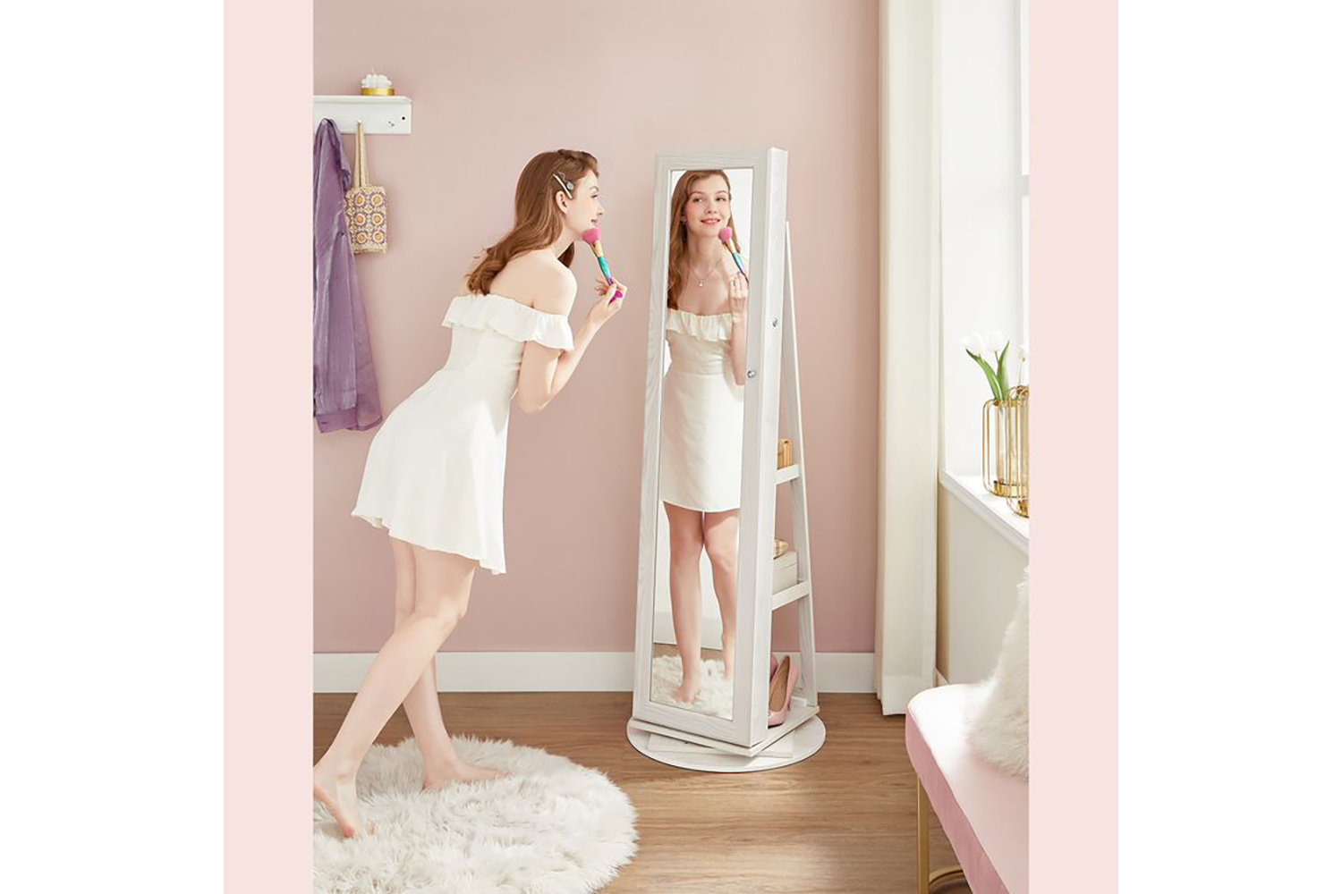 Songmics JBC62W Revolving  Jewelry Cabinet with Mirror