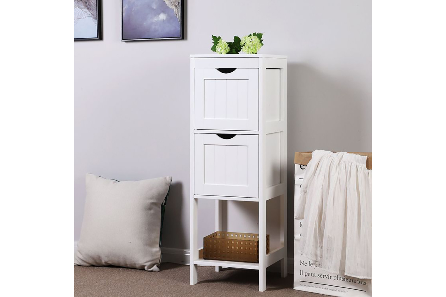 Vasagle BBC42WT Bathroom Shelf with 2 Drawers