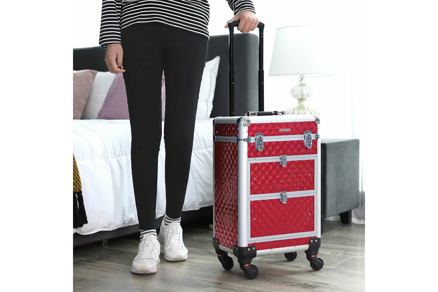 Songmics JHZ08RD Cosmetic Trolley 2 Drawers | Bright Red