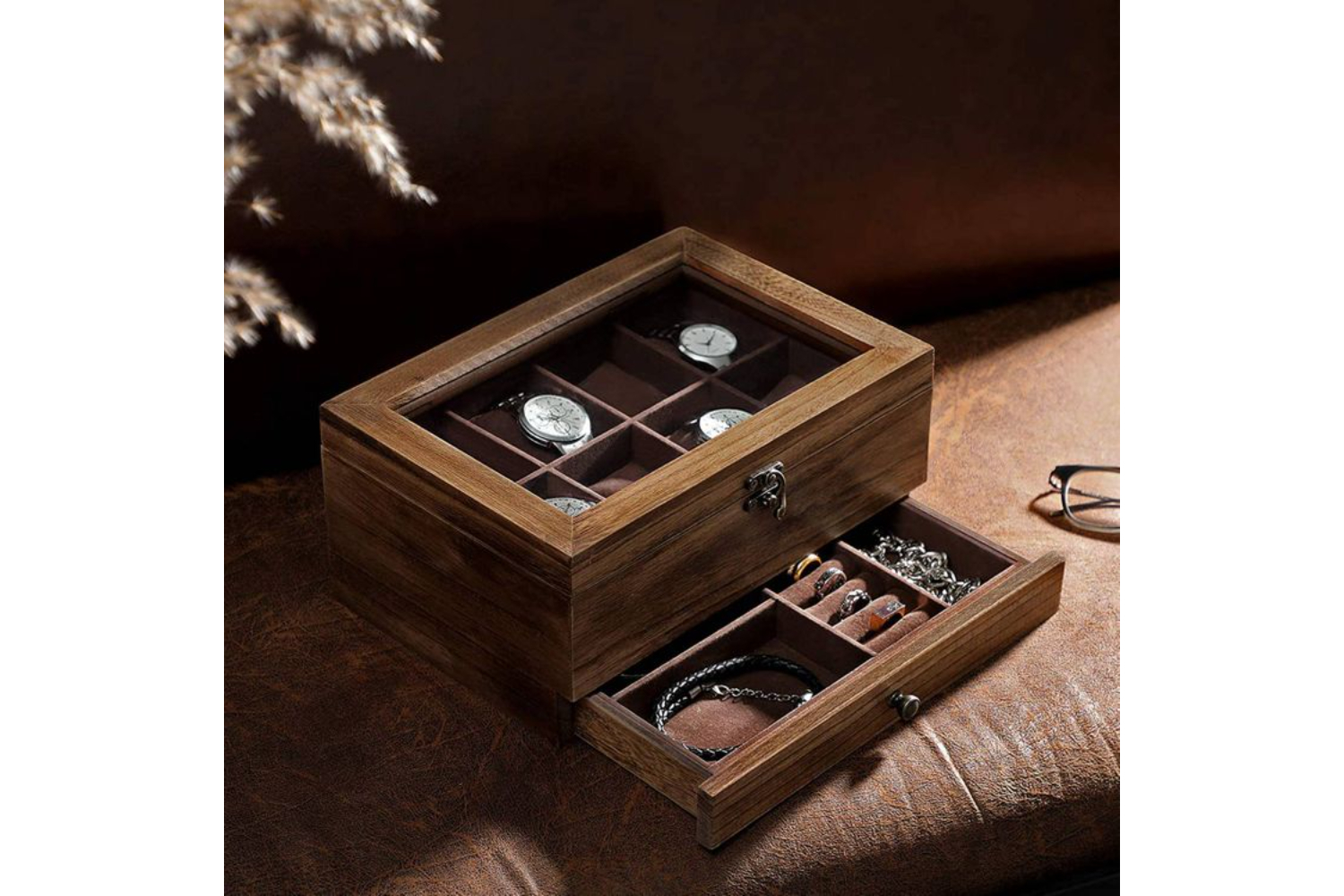 Songmics JOW008K01 Watch Box with 8 Compartments
