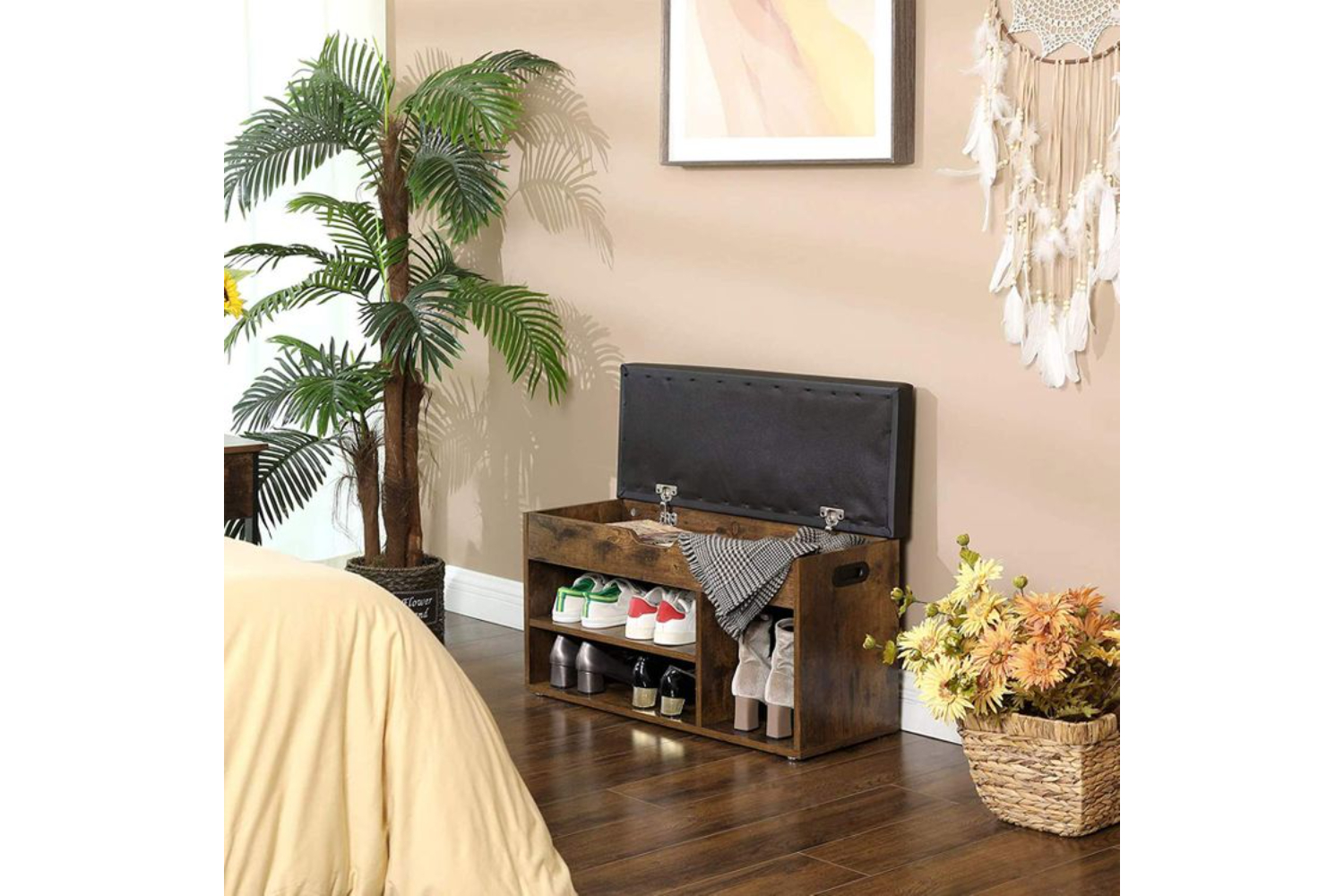 Vasagle LHS30BX Shoe Bench with 3 Compartments