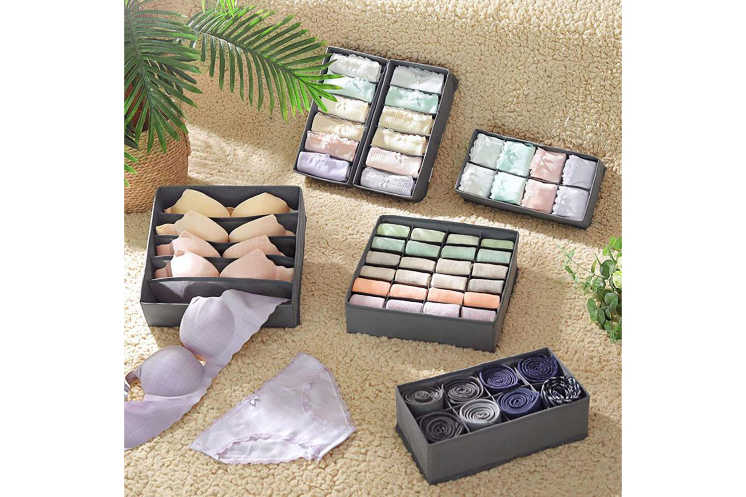 Songmics RUS08GY Storage Boxes for Underwear