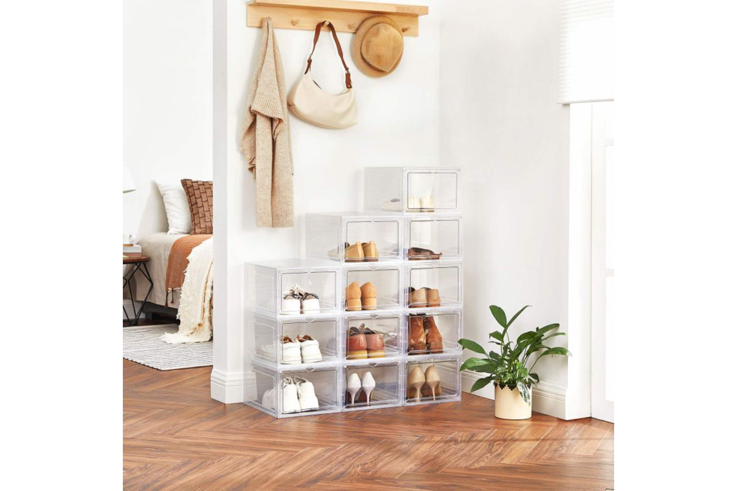 Songmics LSP032W12 Shoe Boxes | Set of 12 | White