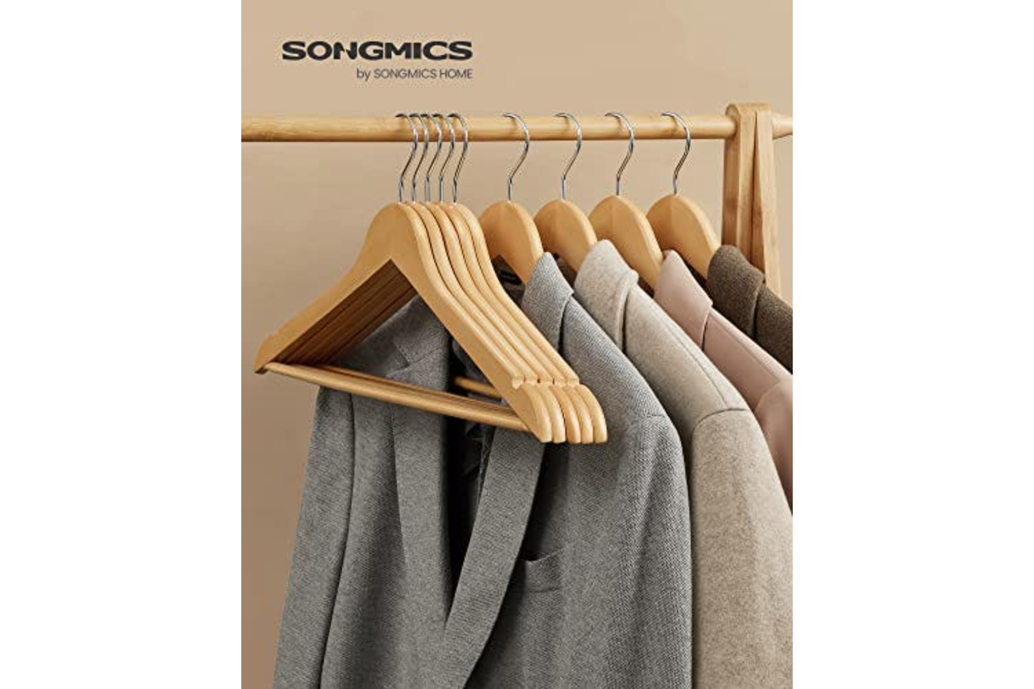 Songmics CRW001-10 Maple Wood Coat Hanger | 10 Pieces
