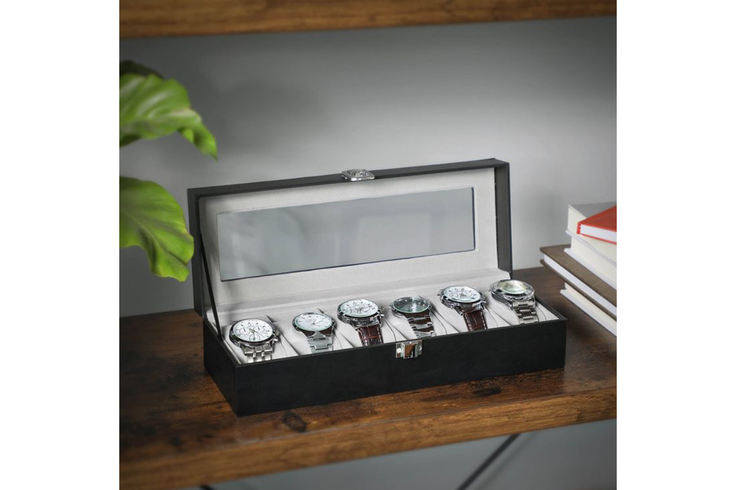 Songmics JWB06BK Rectangular Watch Box for 6 Watches