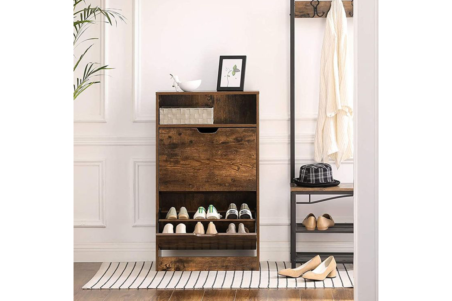 Vasagle LBC040X01 Shoe Cabinet with 2 Flaps | Vintage Brown