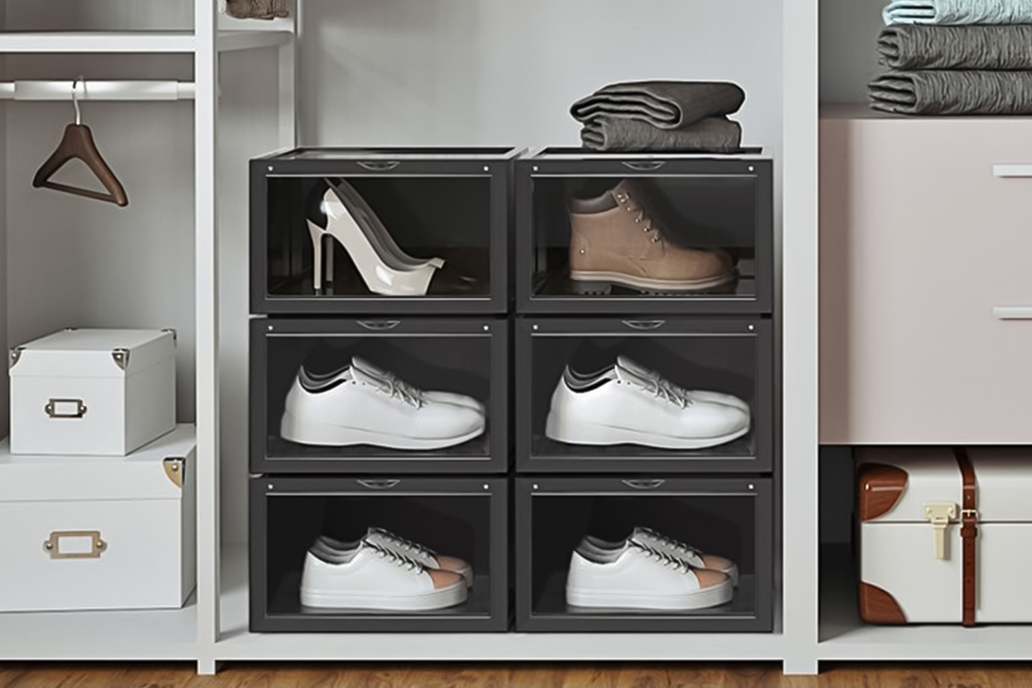 Songmics LSP06CB Shoe Boxes | Set of 6 | Black