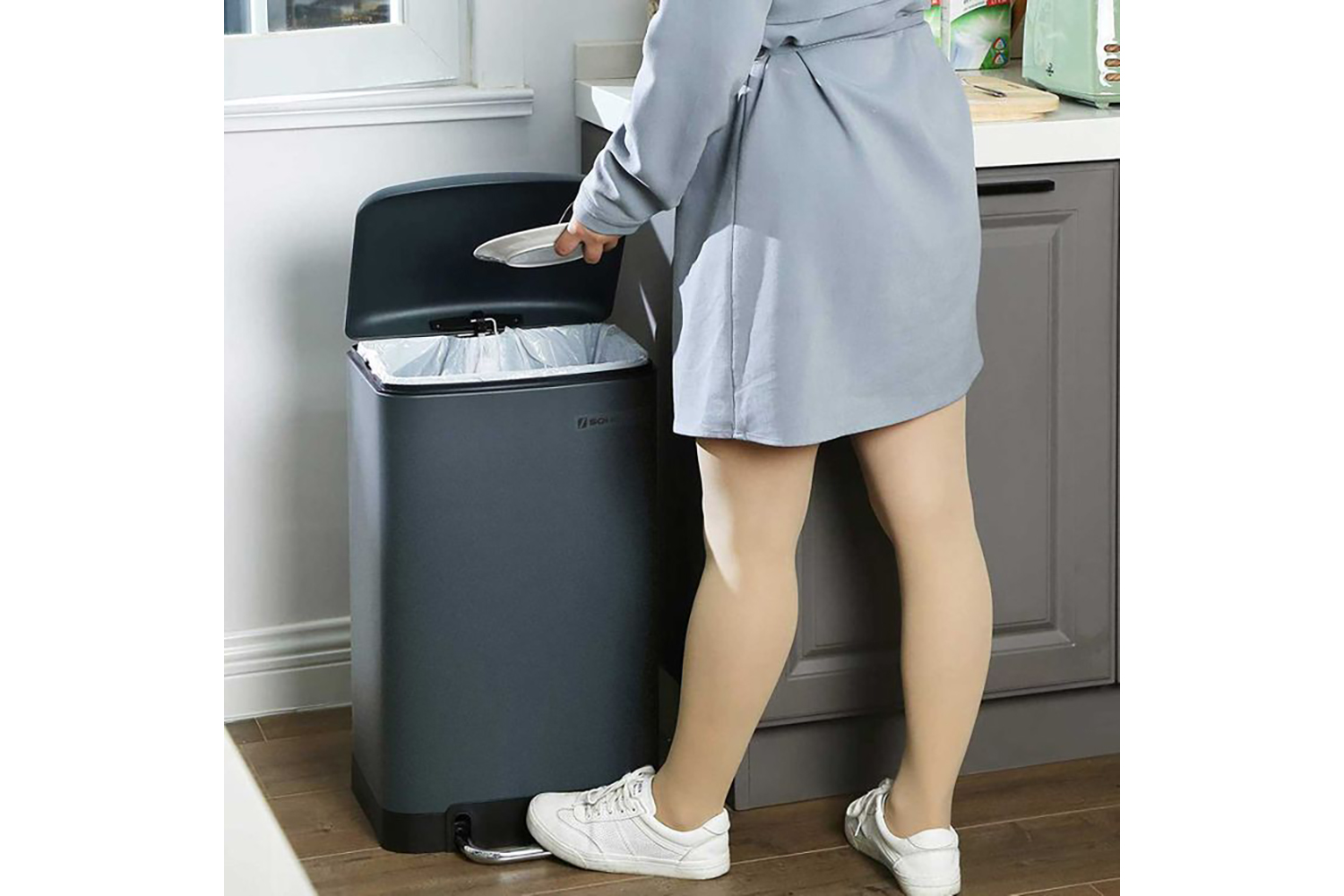 Songmics LTB01GS 30 L Rubbish Bin | Smoke Grey