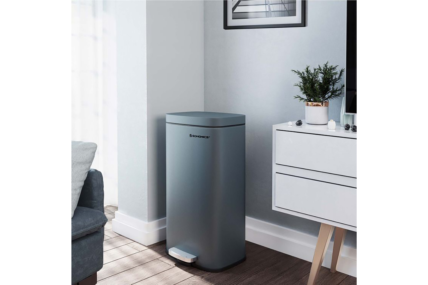 Songmics LTB03GS 30 L Rubbish Bin | Smoke Grey