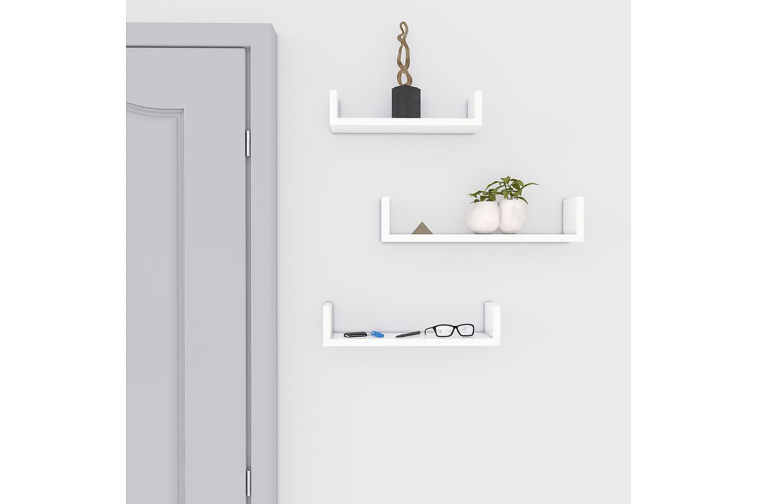 Songmics LWS40WT Floating Shelves Set of 3 White Ireland