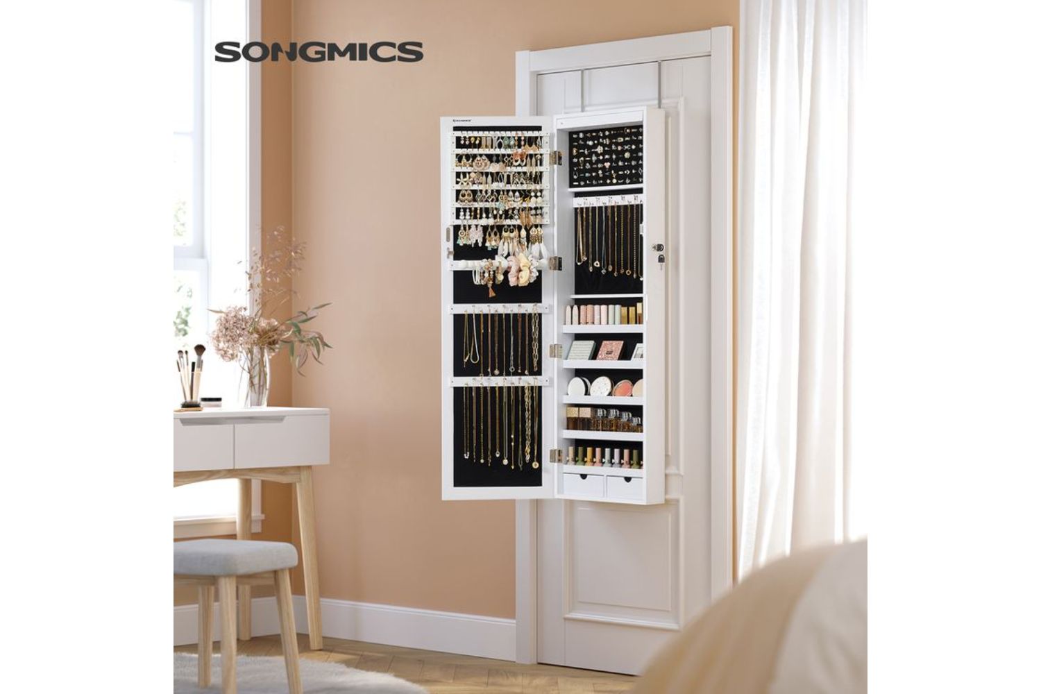 Songmics JBC93W Elegant Hanging Jewelry Cabinet