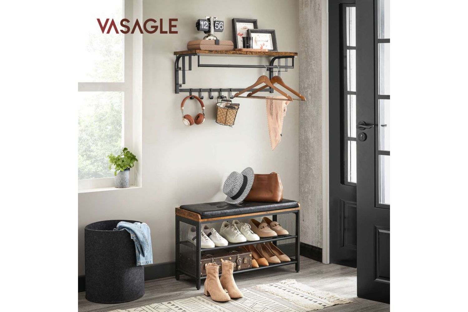 Vasagle LCR102B01 Wall Coat Rack with 5 Removable Hooks