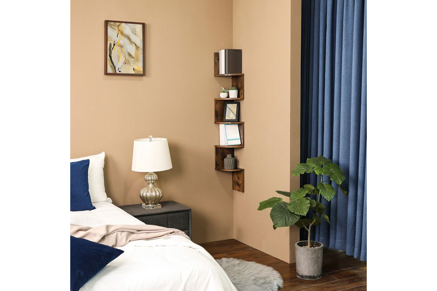 Vasagle LBC20BX Floating Corner Shelf Wood Look