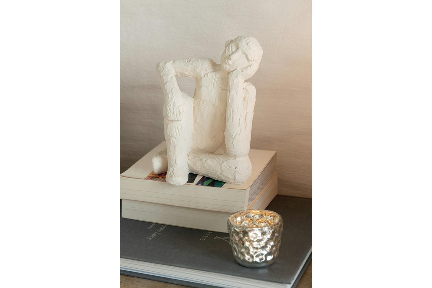 Set of 2 Bookend Sitting | Cement | White | Small
