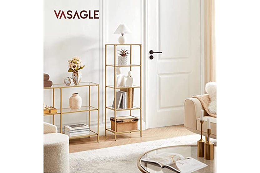 Vasagle LGT029A01 Standing Shelf with 5 Glass Shelves