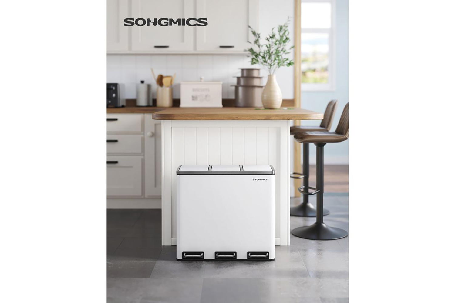 Songmics LTB54WT Garbage Can for the Kitchen