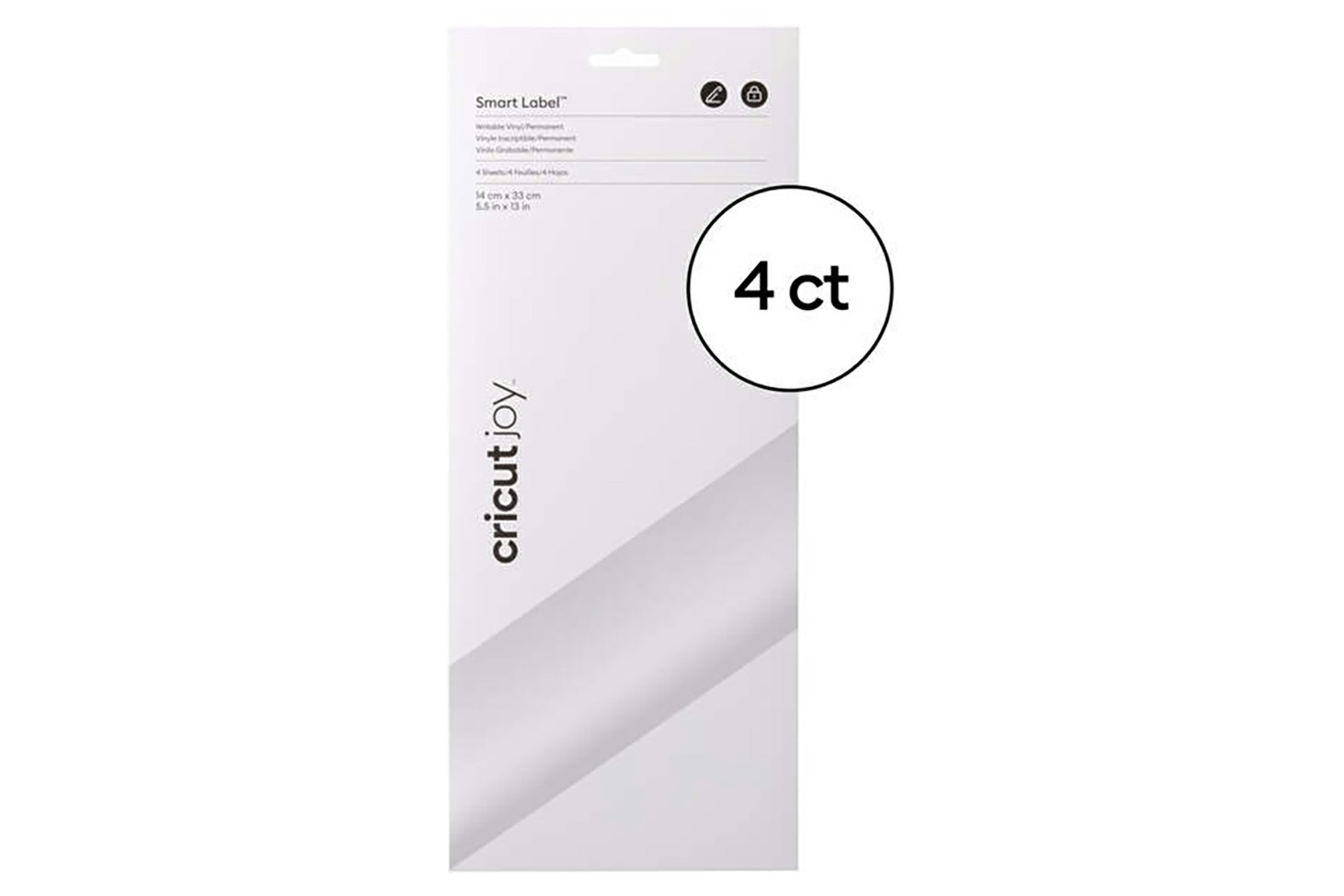 Cricut 5.5&quot; x 13&quot; Joy Writable Smart Vinyl Label Permanent | White | 4 Sheet