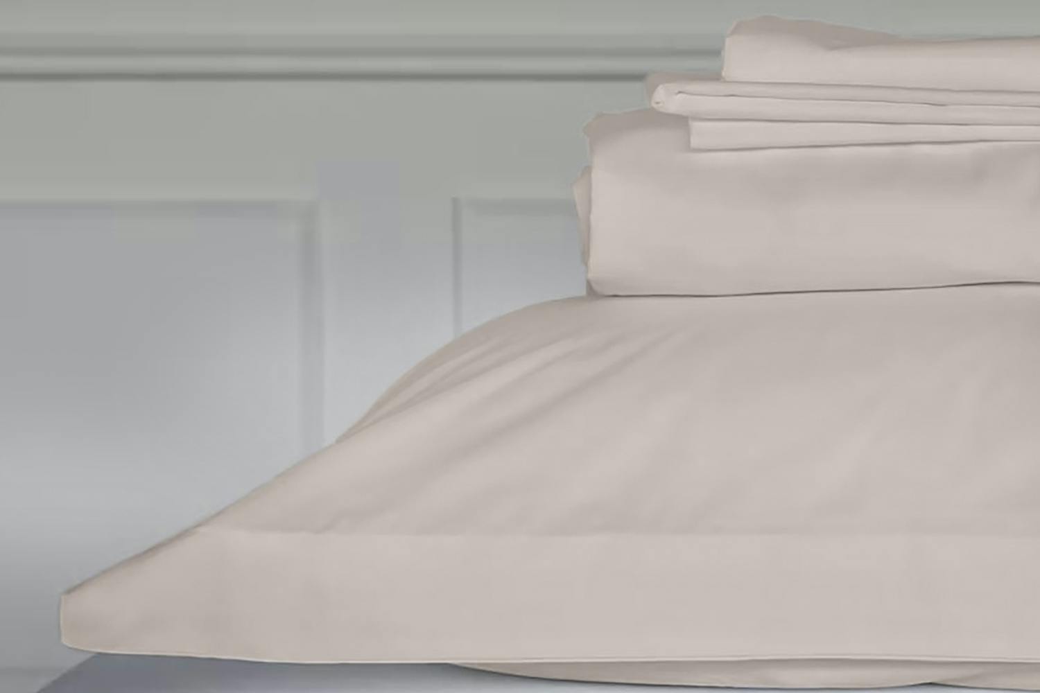 The Linen Room | 300tc Cotton Sateen | Extra Deep Fitted Sheet | Taupe | Double