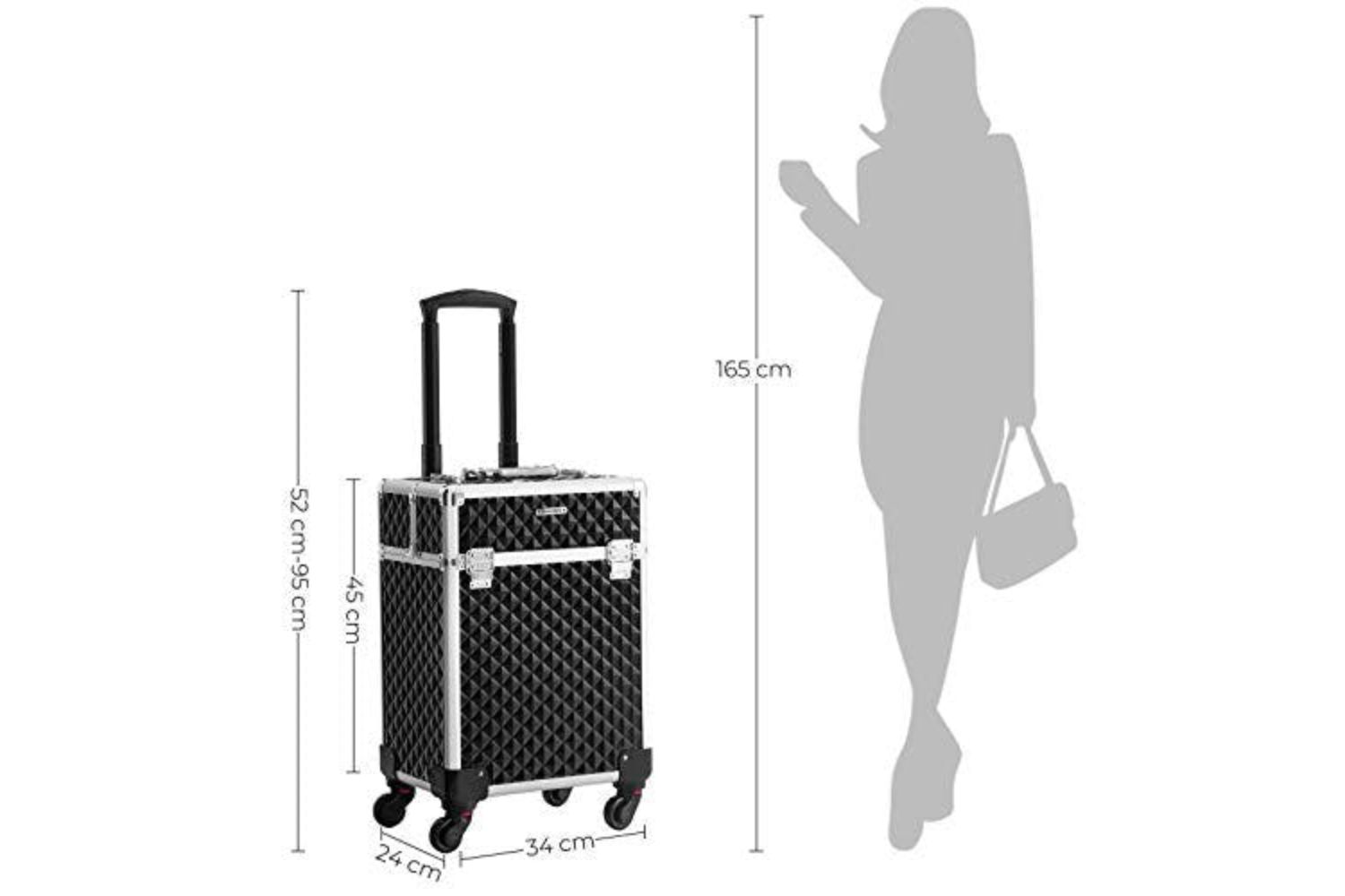 Songmics JHZ013B01 Vanity Cosmetic Case Trolley Black Ireland