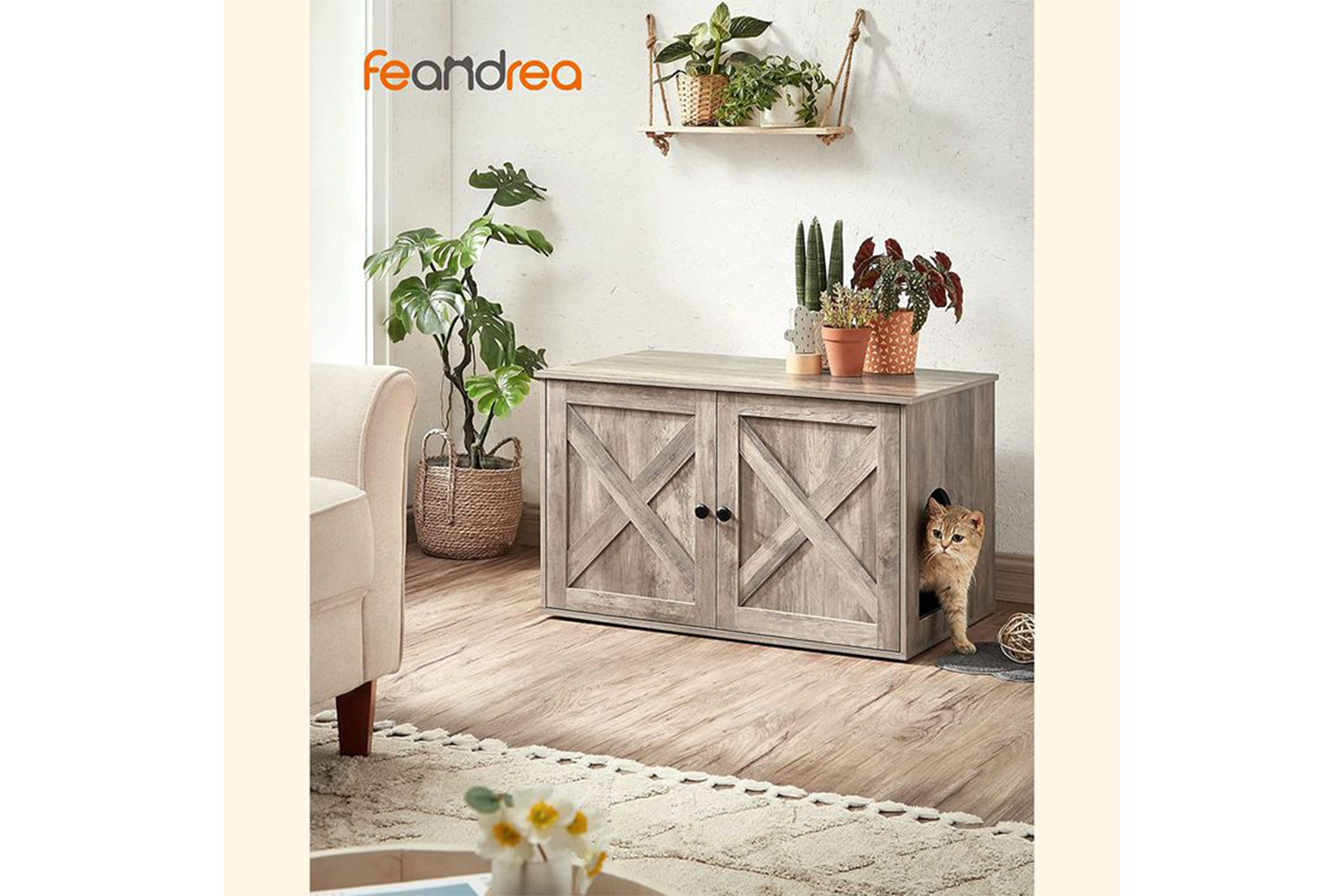 Feandrea PCL002G01 Litter Box Cabinet with Doors