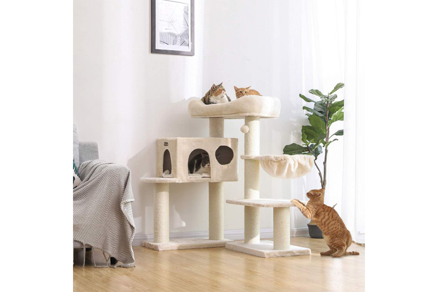 Feandrea PCT01M Scratching Post Thick Posts Beige