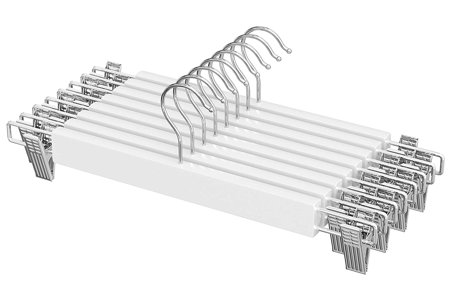 Songmics CRW009W01 Wooden Trousers & Skirt Hanger | Set of 8