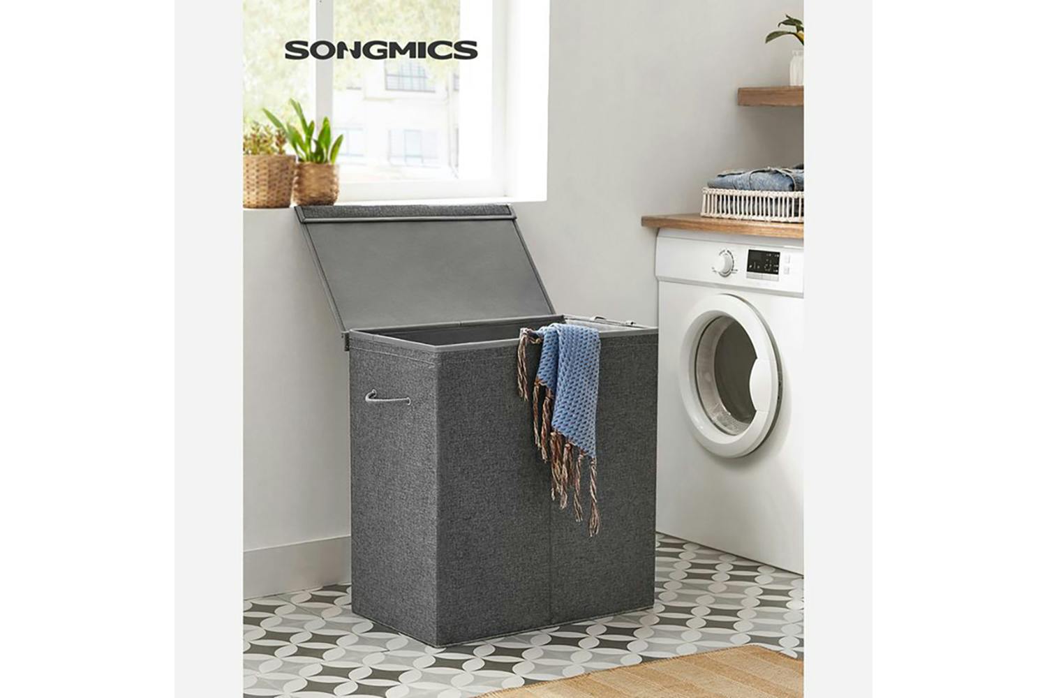 Songmics LCB002G02 Laundry Basket with 2 Compartments