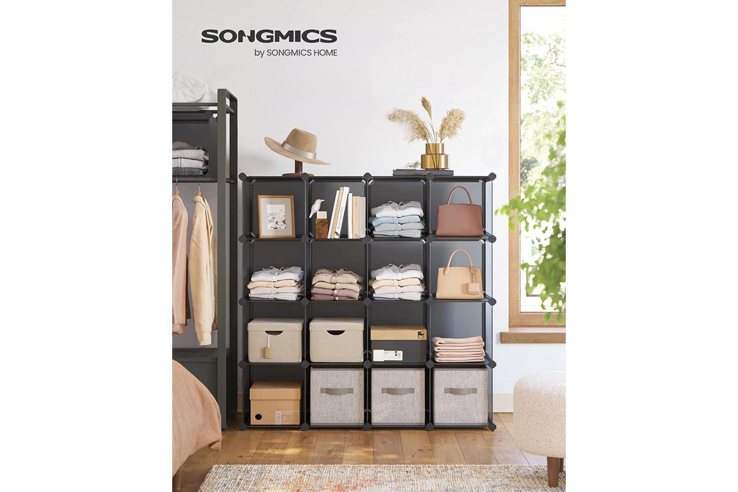 Songmics LPC442G01 16 Cube Shelf System Shoe Rack