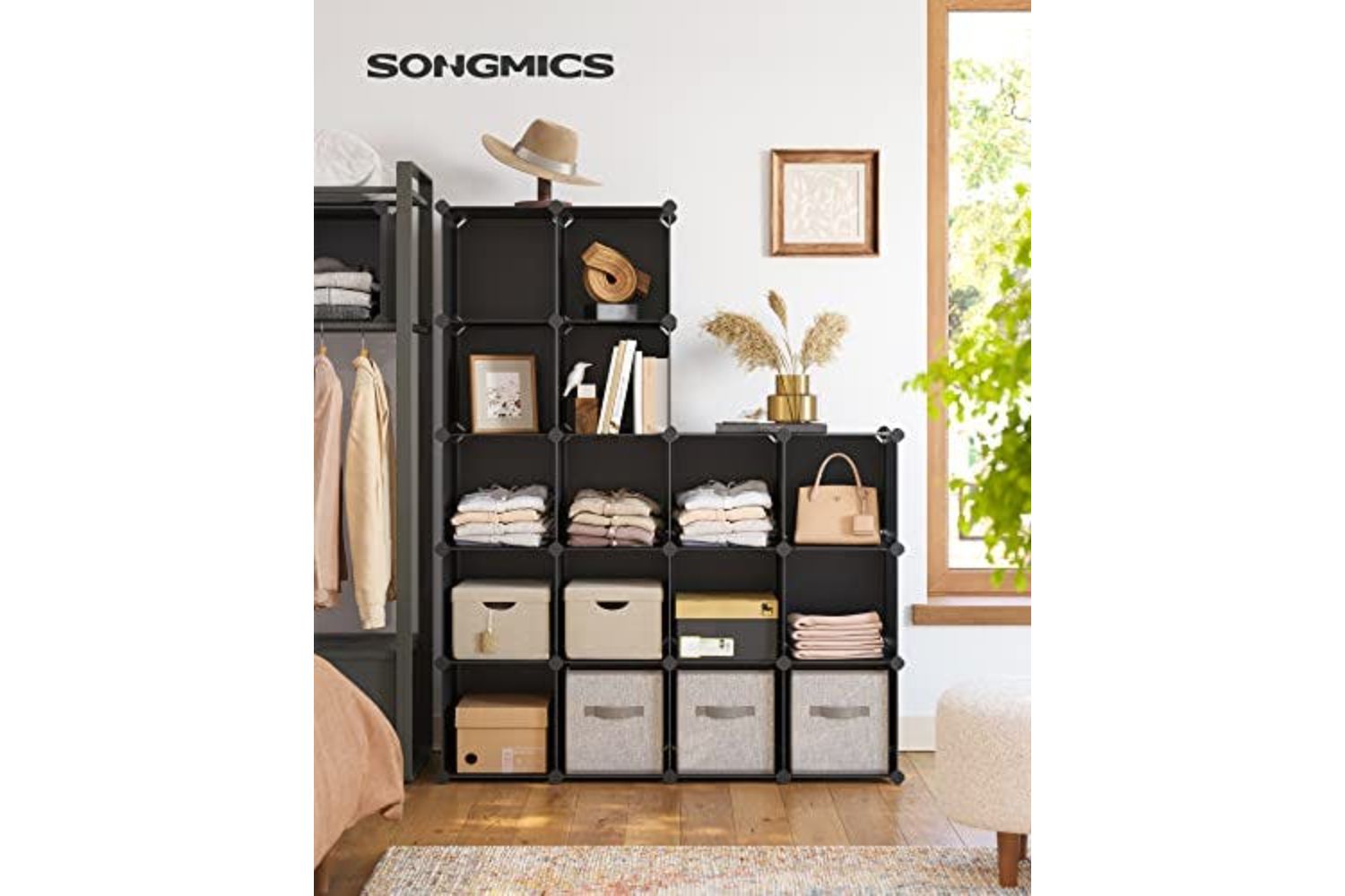 Songmics LPC44BK 15 Cube Storage Unit Shoe Rack | Black