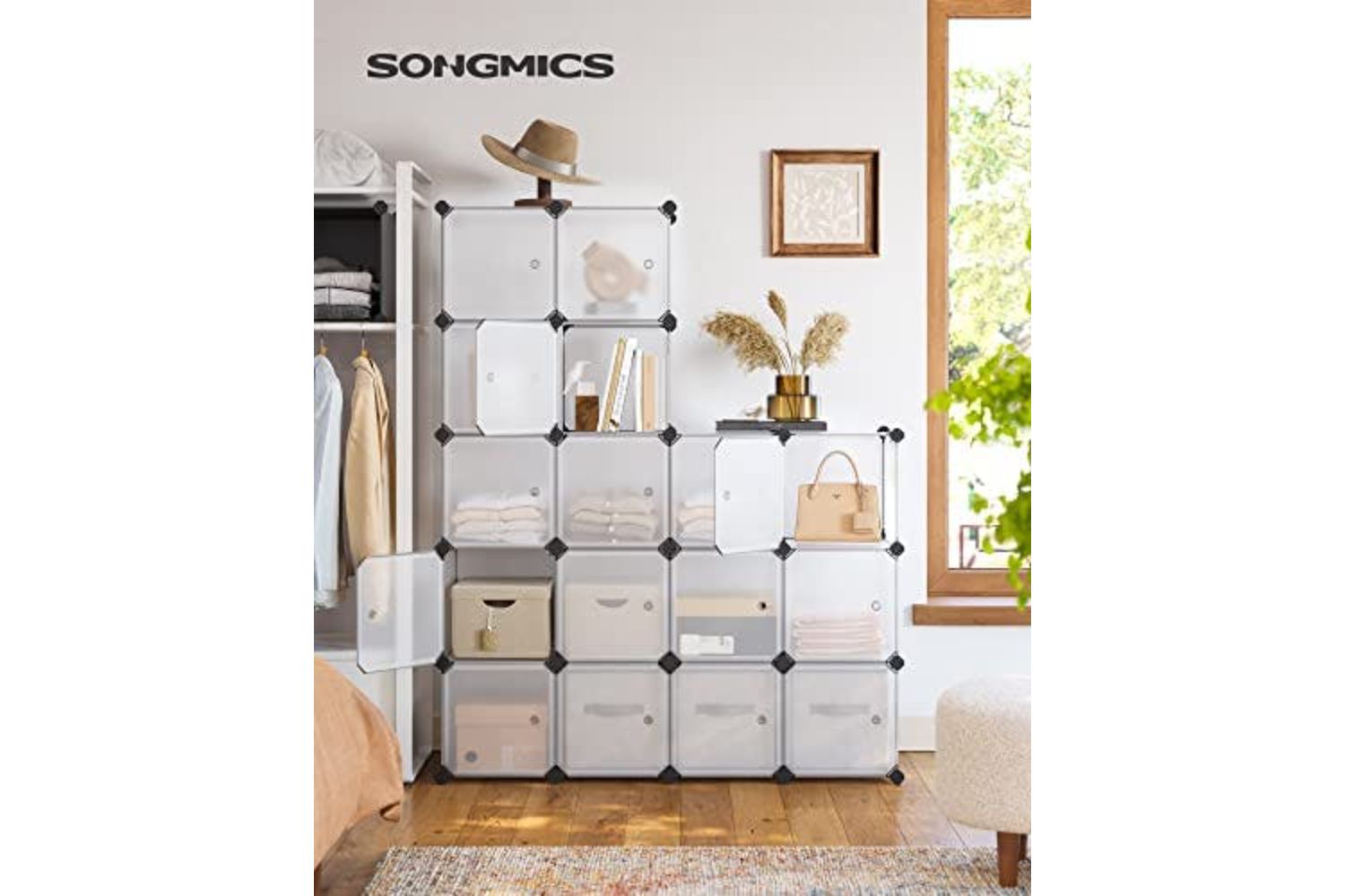 Songmics LPC44BS Shelving System with 16 Cubes