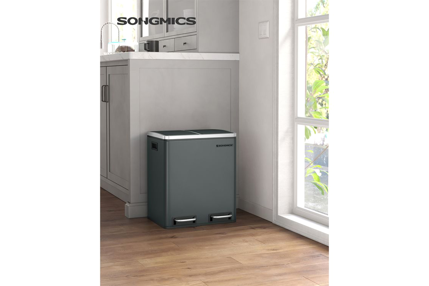 Songmics LTB30GS Metal Waste Bin 30 L