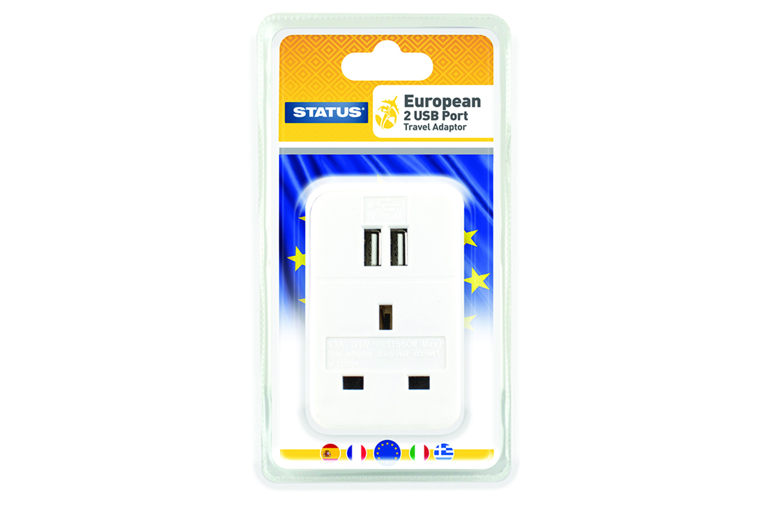 Status European 2X USB Travel Adapter