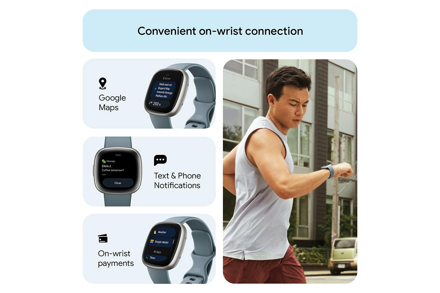 Fitbit Versa 4 Smartwatch | Waterfall Blue & Platinum