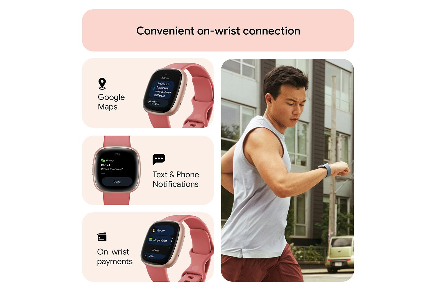 Fitbit Versa 4 Smartwatch | Pink Sand & Copper Rose