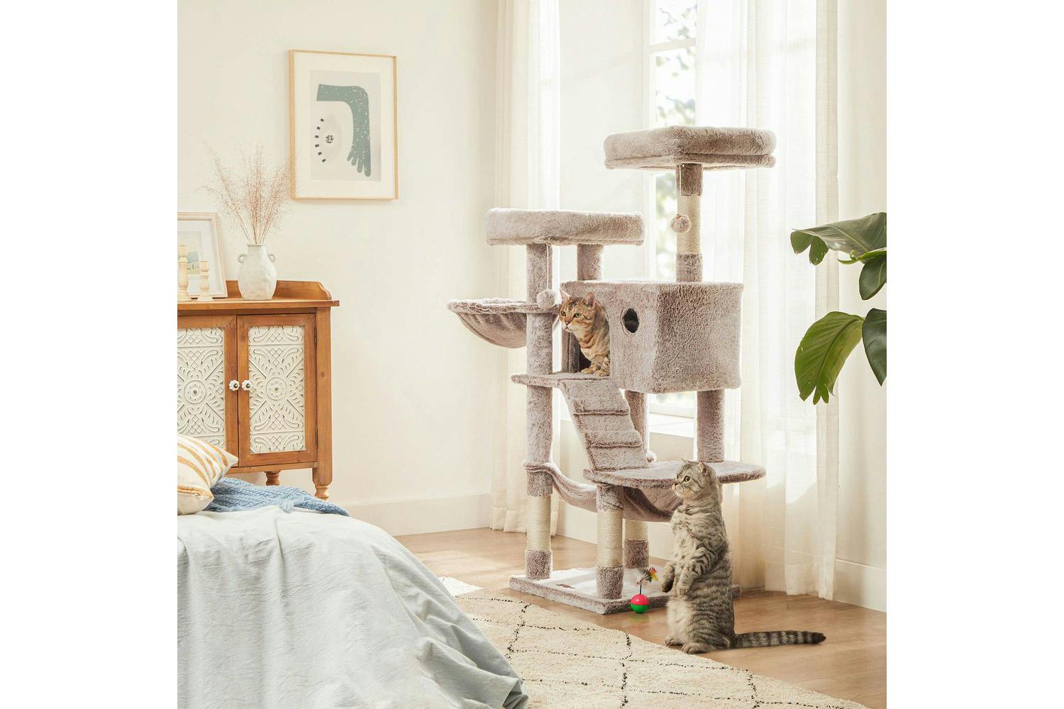 Feandrea PCT162M01 Cat Tree with Soft Cover | Light Brown