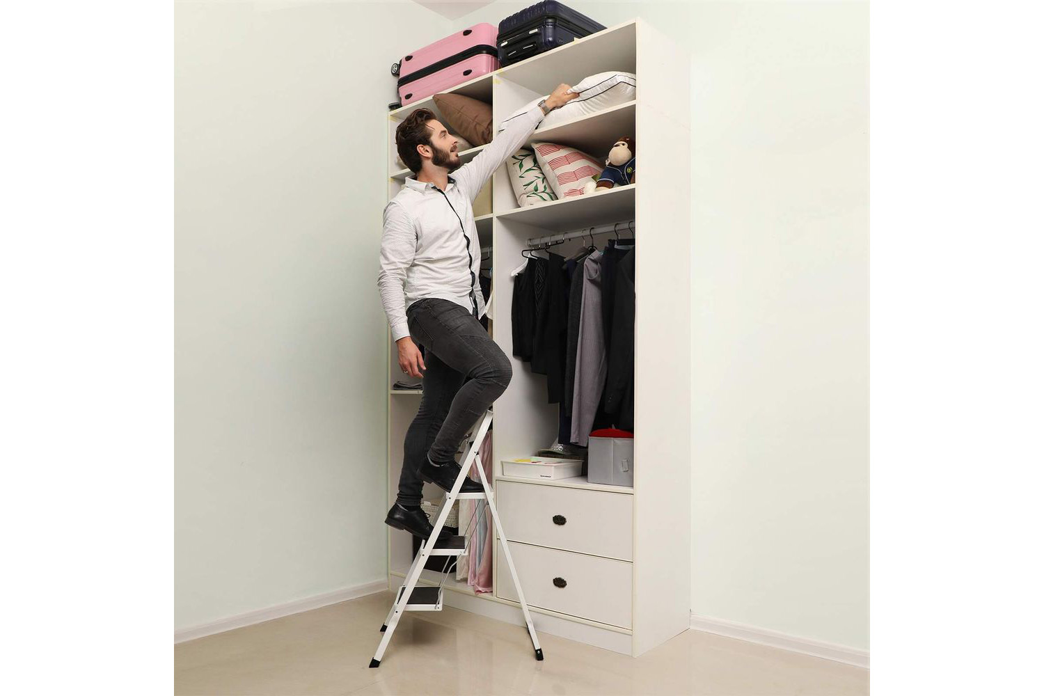 Songmics GSL03WT 3 Steps Household Ladder | White