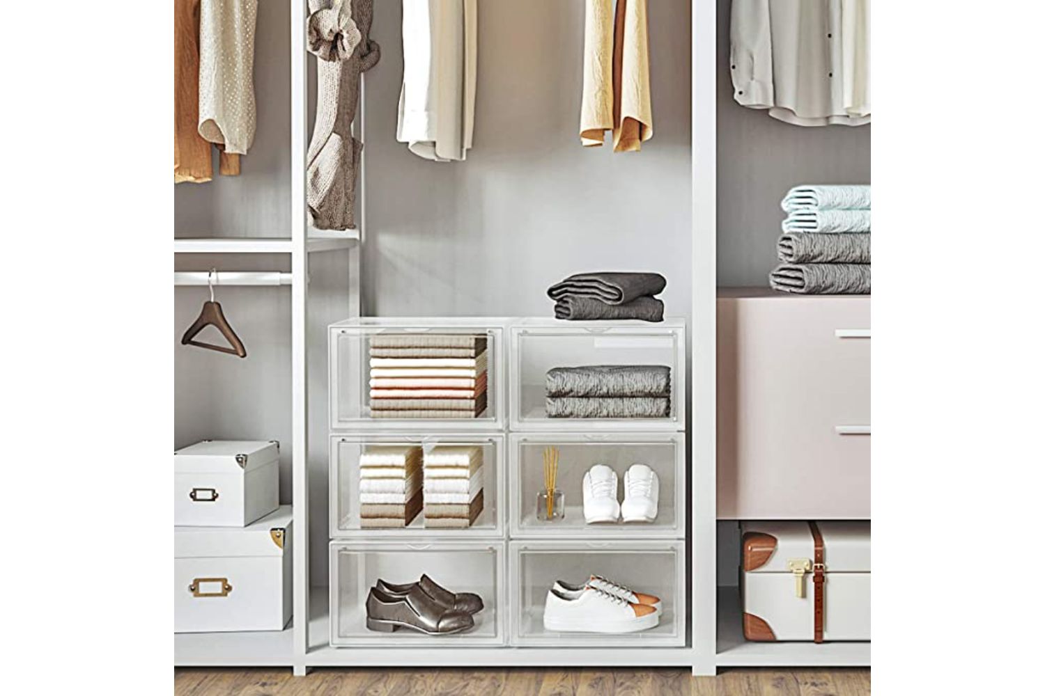 Songmics LSP03CW Pack of 3 Stackable Shoe Organizers